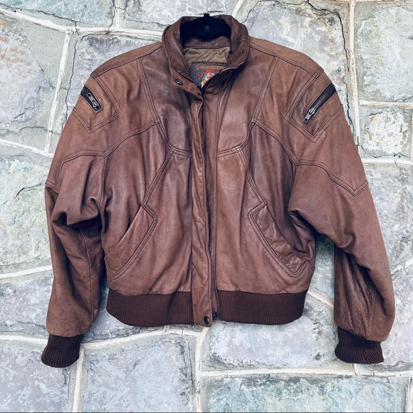 Vintage Jackets & Blazers - Vintage leather bomber jacket